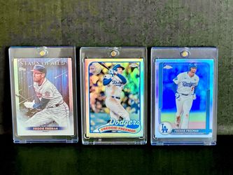 🔥 FREDDIE FREEMAN 8-Card Dodgers Lot! 6 IN ONE-TOUCH CASES Topps Chrome 💎