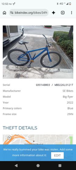 Stolen 29" SE bmx bike reward for return
