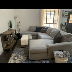 C Shaped Sectional With Storage Ottoman