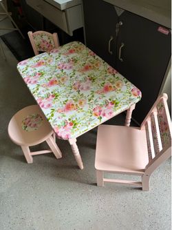 Child’s Table & Chairs plus stool ( 4 pc set)