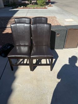 Set of 4 Dark Brown Faux Leather Dining Chairs