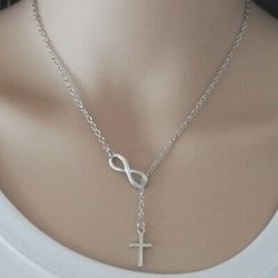 Women's Silver Plated Cross Necklace