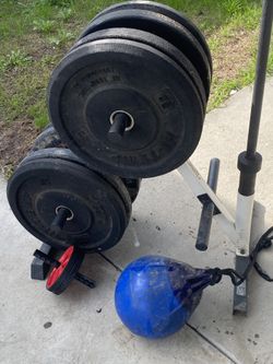 Olympic Bumper Weights And Plate Tree Rack W/ Water Boxing Aqua Punching Bag