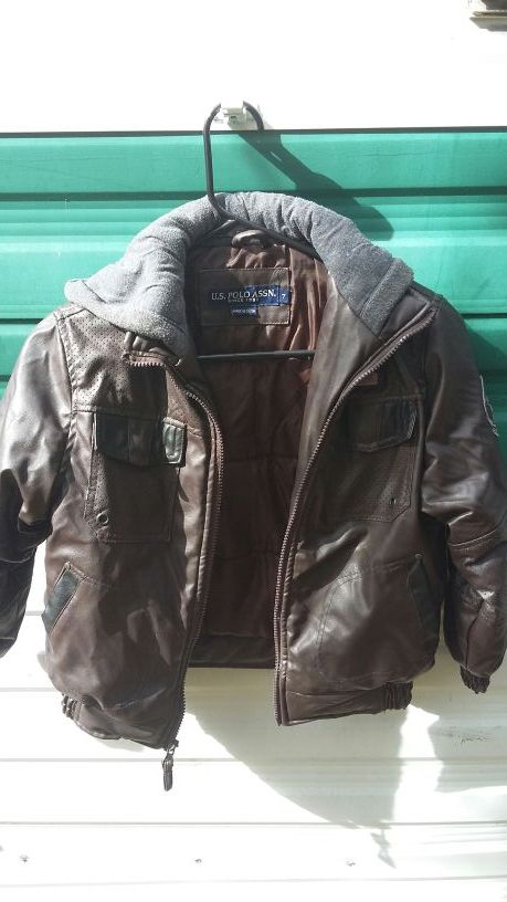 Boys size 7 leather(LINED) bomber jacket..