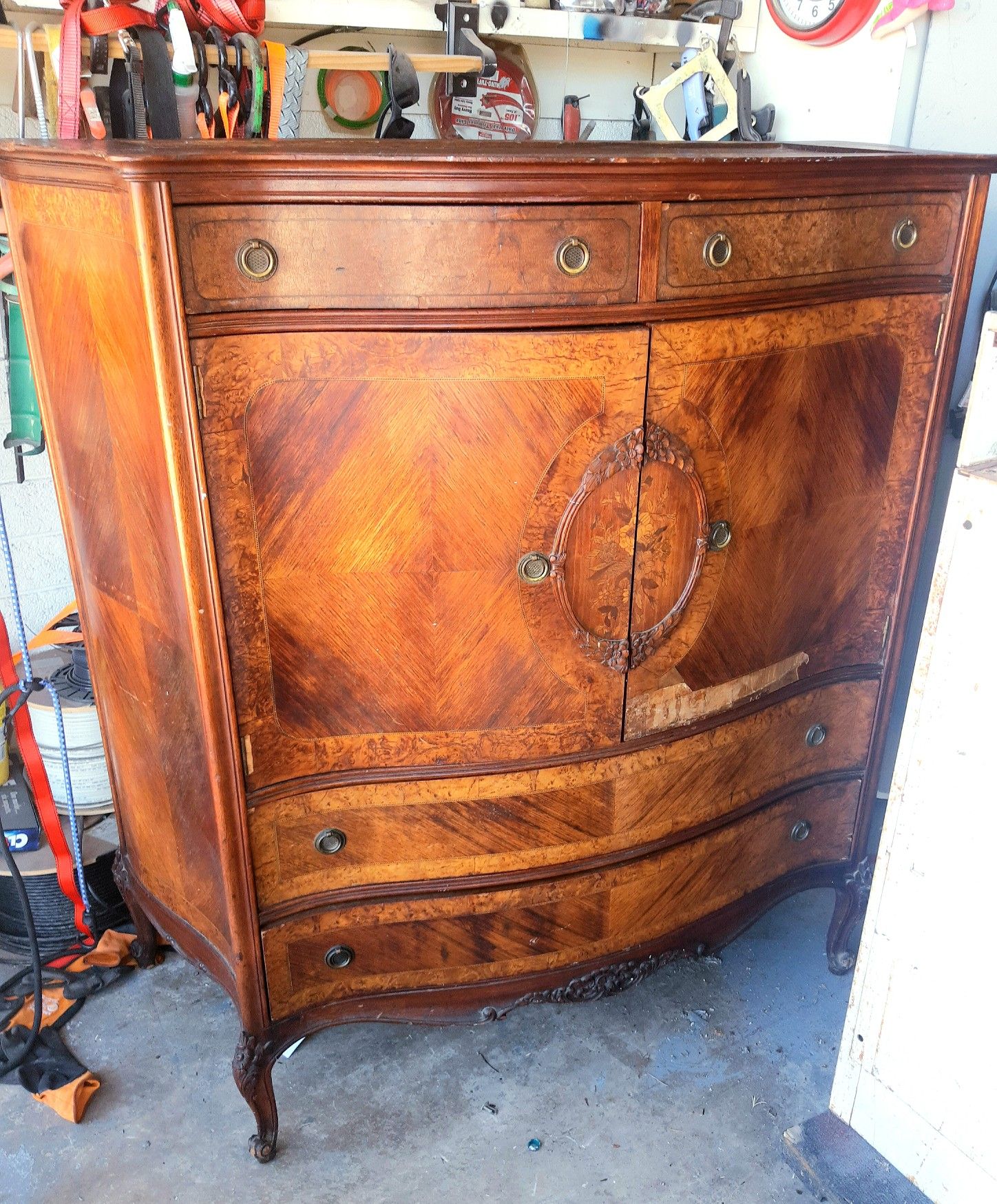 Amazing Antique Mahogany 8 Drawer Gentlemans Armoire Dresser Chest