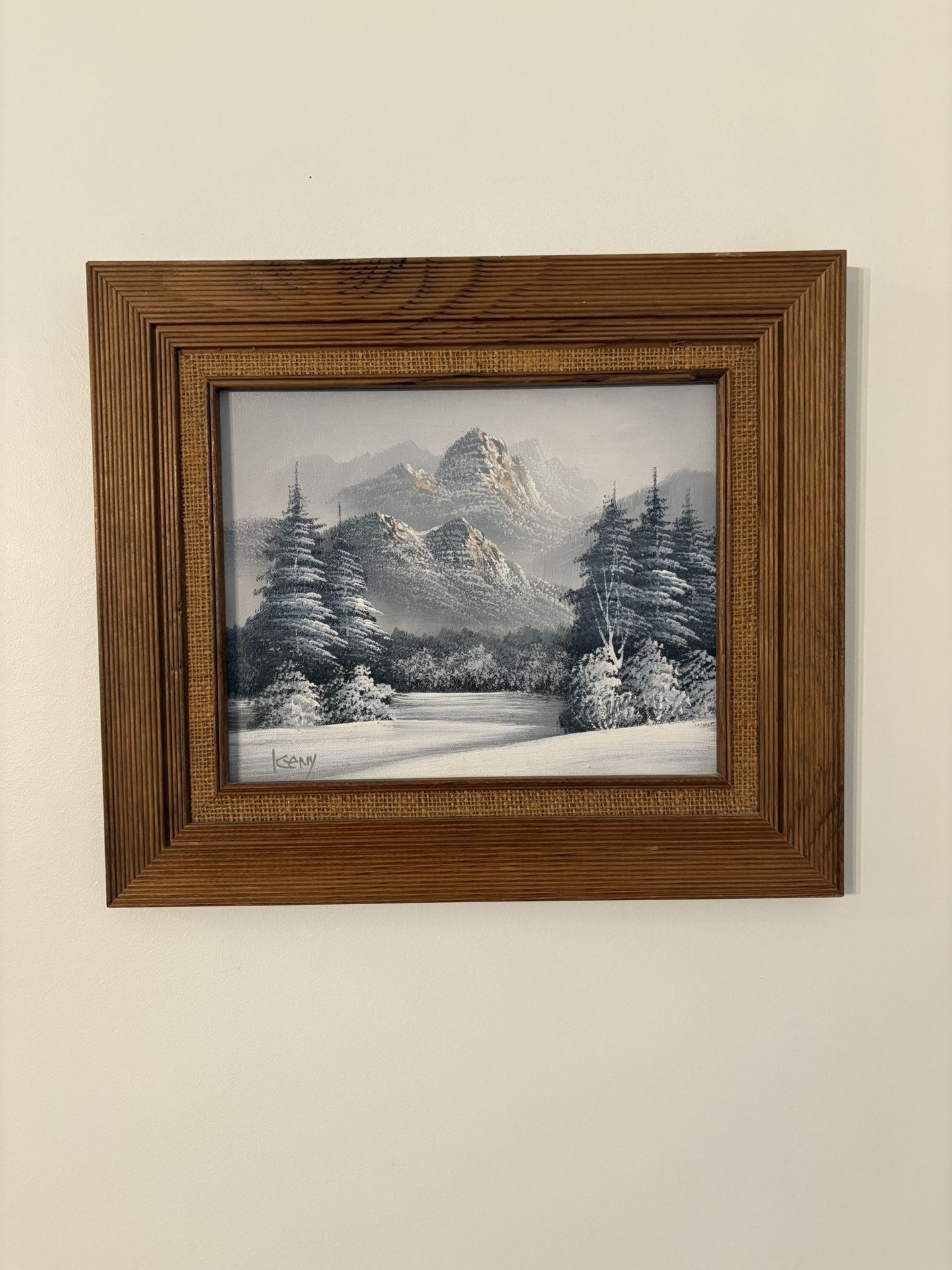 Original Signed Keny Painting of Mountain Landscape 8x10
