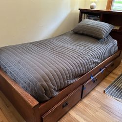 Twin Captains Bed—frame and mattress