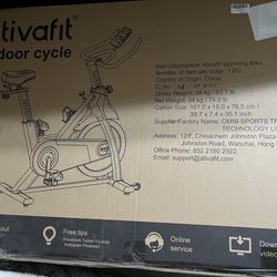 New Never Opened Ativafit Exercise Bike Stationary Indoor Cycling Bike 35 lbs Flywheel Belt Drive Workout Bicycle Training LCD Monitor / Ipad Mount  
