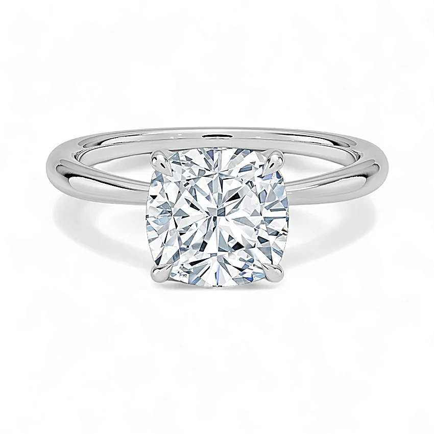 1.00 Carat White Gold Solitaire Engagement Ring with IGI Certified Cushion Cut Lab Grown Diamond.