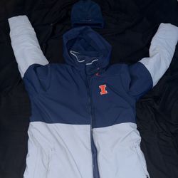 Nike Blue And White Illinois Coat And Hat 