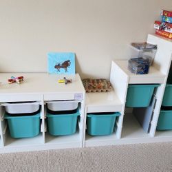 IKEA Toy Storages + Kids Desk & Chair Set