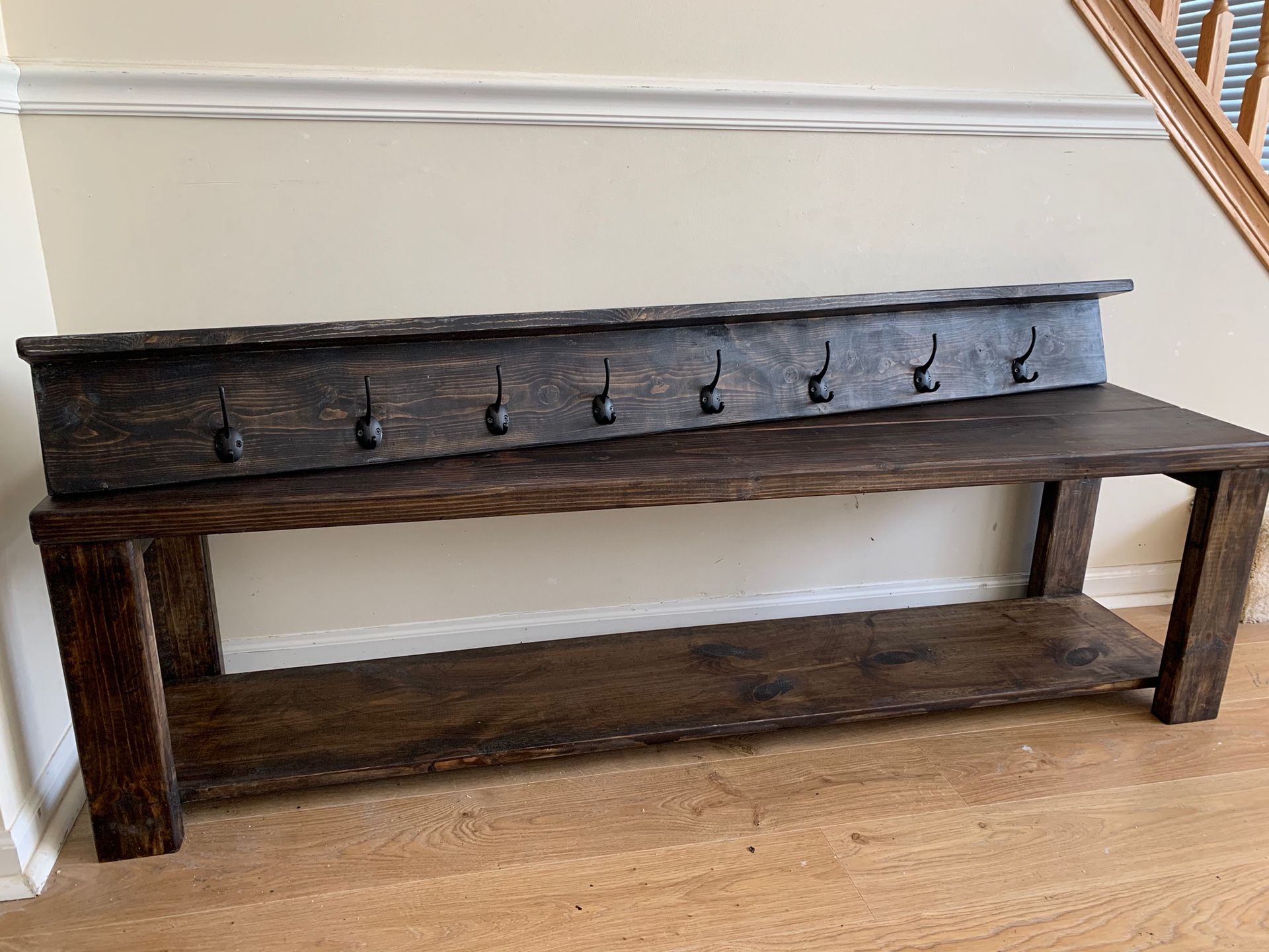 Coat rack and Bench with shelf Indoor & Outdoor Wood Rustic Handmade