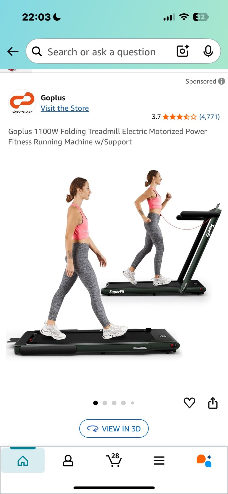 SuperFit Folding Treadmill Electric