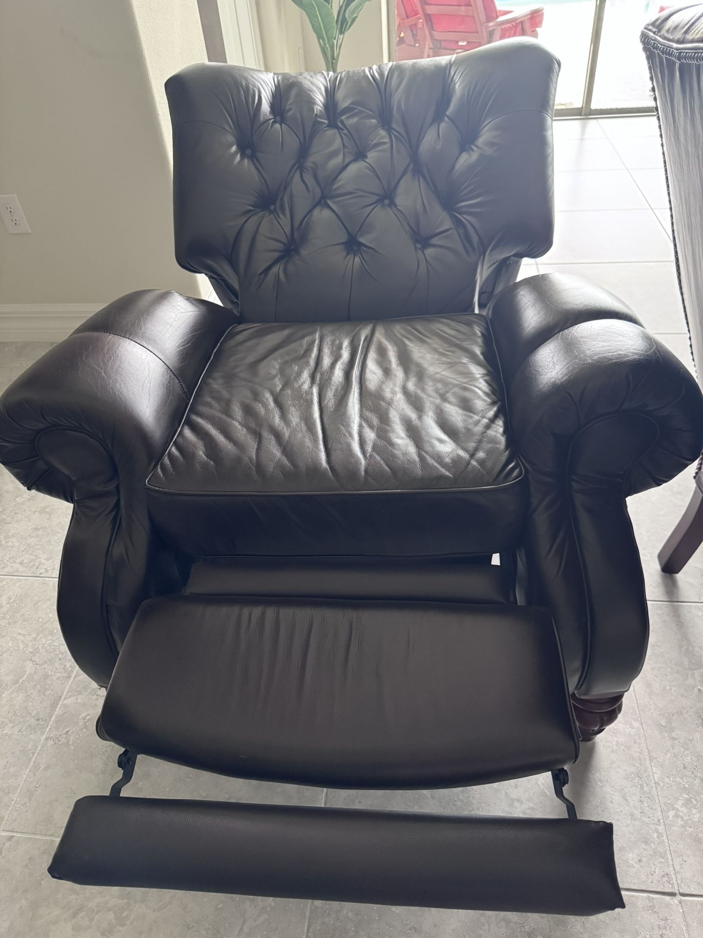 Burgundy Tufted Recliner