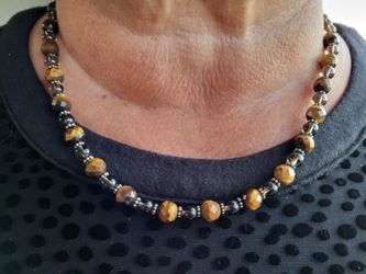 Faux Tiger Eye Necklace and Earring Set
