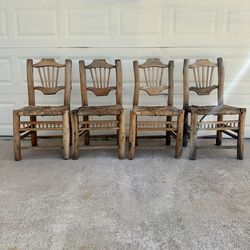 Rustic Solid Wood Dining Chairs - set of 4