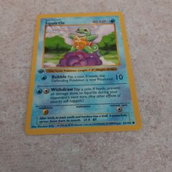 Lightly Played 1st Edition  Shadowless Base Set Squirtle  Pokemon Cards 