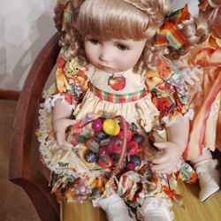 Marie Osmond Franny Fruit Basket Porcelain Doll