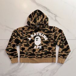 Vintage BAPE 1st Camo College Pullover Hoodie Yellow
