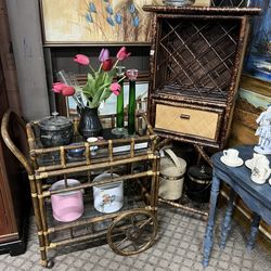 Bamboo Bar Cart With Removable Tray 