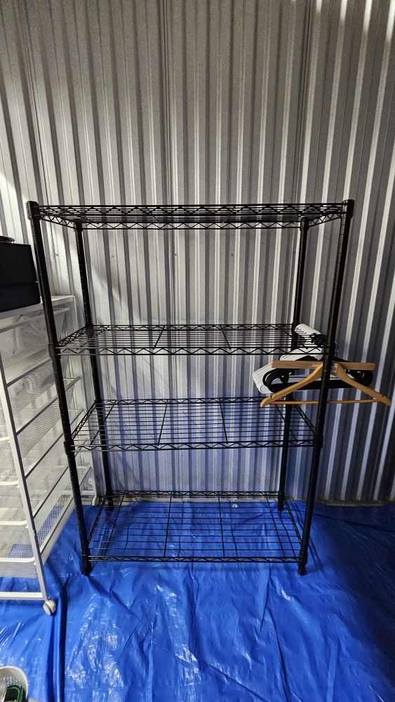 4-Tier Black Steel Wire Shelf – 36”W x 54”H x 14”D