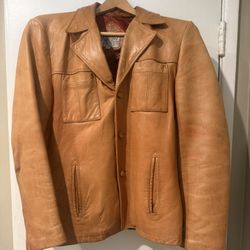 Vintage Men’s Calfskin Leather Jacket (Caramel)