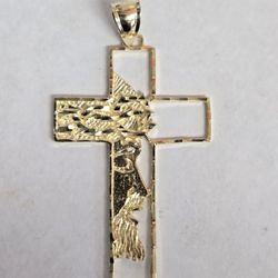14kt Gold Jesus Face Cross 