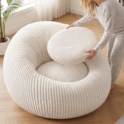 Bean Bag Chairs for Adults, Giant Bean Bag Sofa with Back Support Oversized Bean Bag Chair with Removable Seat Cushion, Cozy Memory Foam Fil