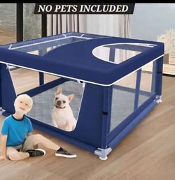 Xvishx 42x42 Inches Puppy Playpen with Cover, blue