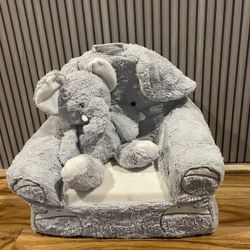 Elephant Toddler Couch With Stuffed Animal 