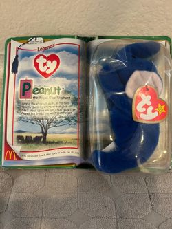 TY PEANUT The Royal Blue Elephant 1995 McDonalds Beanie Baby RARE RETIRED And SEALED