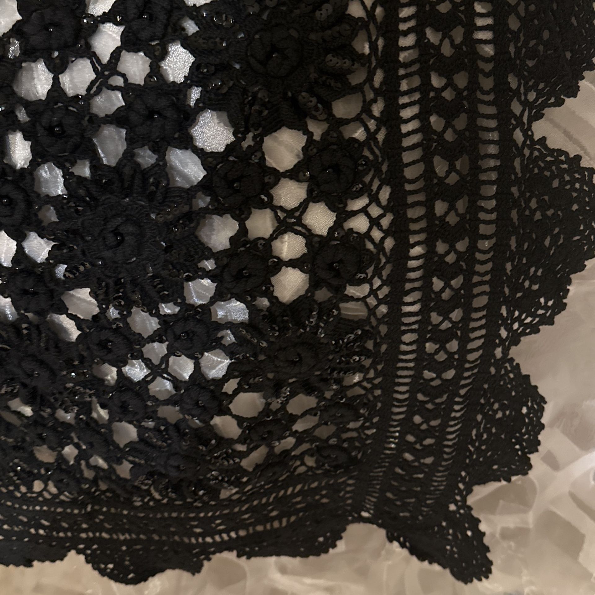 Colcha De Crochet Negra Elegante Diseño 