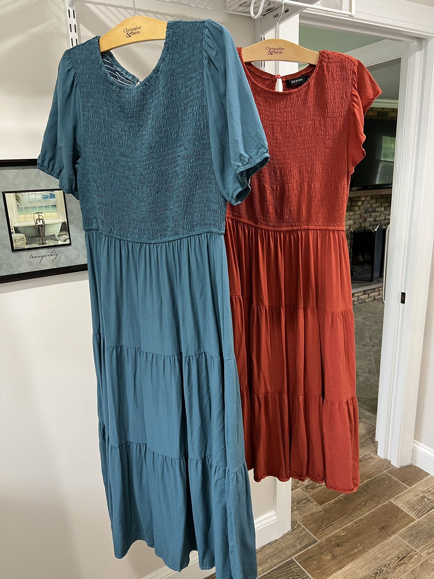 Zesica Teal & Coral XL Short Sleeve Dresses
