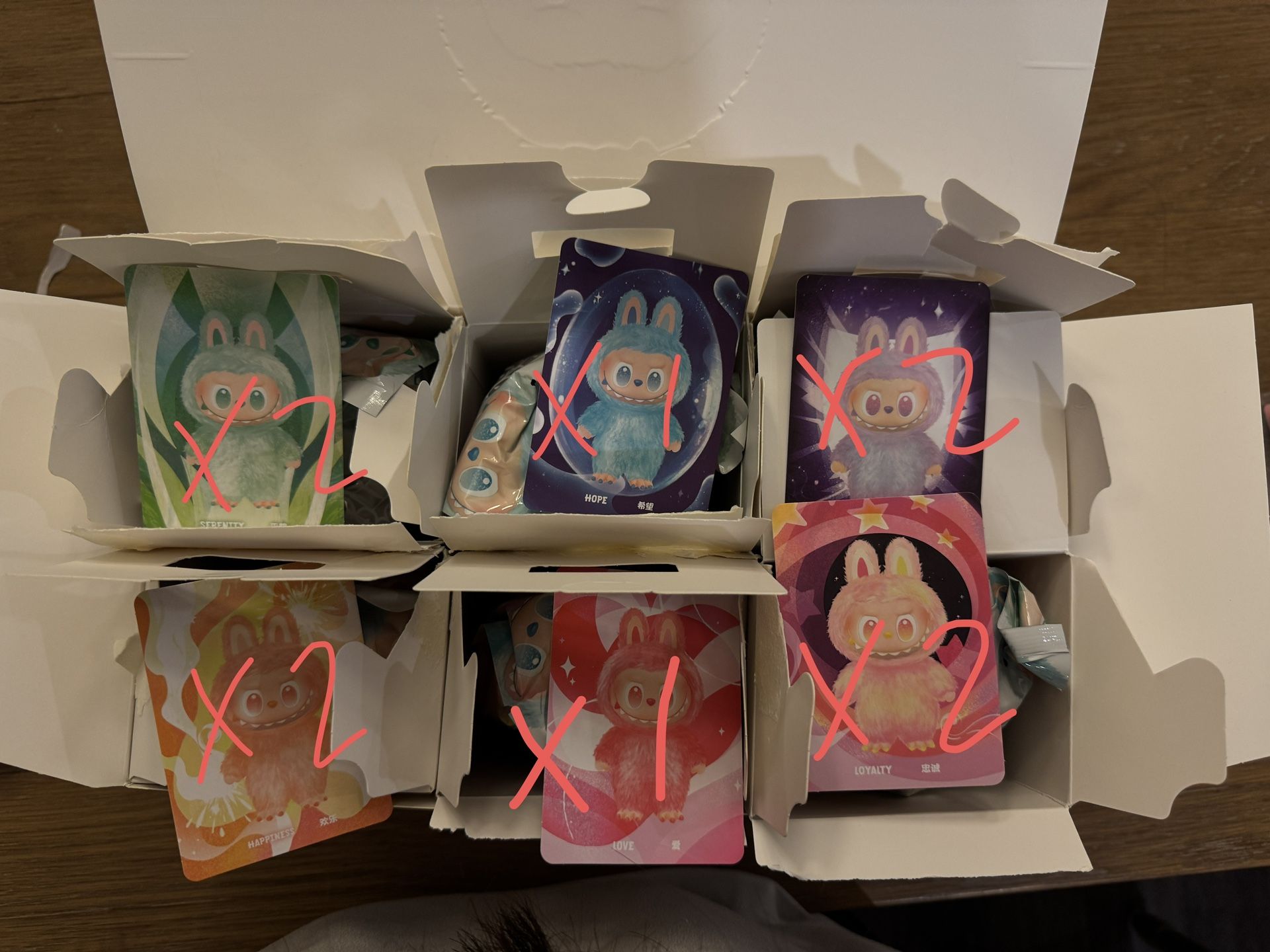 Labubu Bunny Figures – Serenity, Hope, Loyalty, Happiness, Love (Blind Box Opened, Inner Bag Sealed)