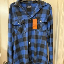 Visitor Premium Men's Plaid Button Down Fleece Shacket