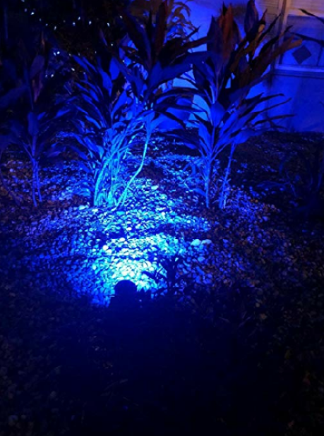 Adjustable and waterproof blue solar light for garden, patio, pool, or walkway