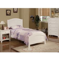Adorable White Twin Size Complete Bedroom Set. Mattress Sold Separately 