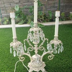 Pair Louis XVI Style Cut  Glass Pair Lamps