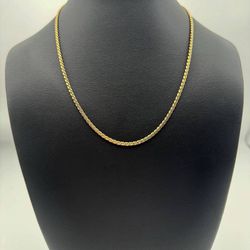 Jewelry 18k solid yellow gold Wave style 18” chain necklace 2.5 width