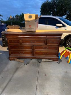 All wood furniture set with queen bed