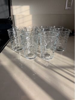 Set of 10 Bubble Pattern Glass Small Tumblers