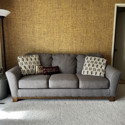 Grey Upholstered Couch Set (2) - 3 Seater And Loveseat