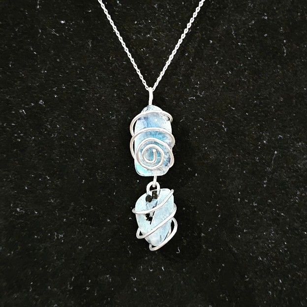 Sterling Silver Wrapped Moonstone Pendant 