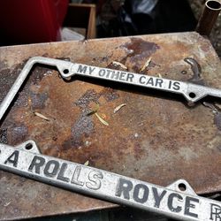 Vintage Metal License Plate Frame - ROLLS ROYCE