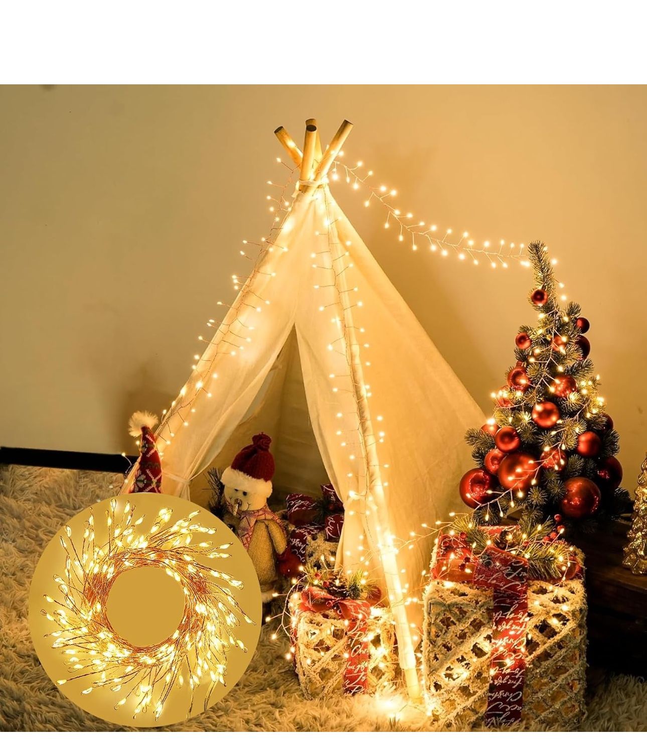 Fairy Lights Plug in, 39ft Cluster Lights Waterproof Firecracker Starry String Lights