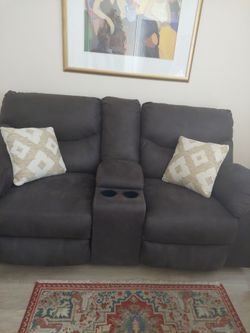 DARK BROWN MICROFIBER DOUBLE RECLINER