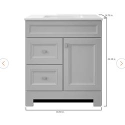 30.5 in. W x 18.75 in. D x 34.375 in. H Single Sink Bath Vanity