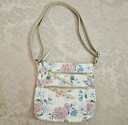 Pastel Floral Crossbody Multi-Pocket Purse