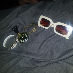 2 Watches, Pocket Watch, and Gigi Square Sunglasses 