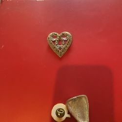 Rhine Stone Stud Silver Heart Brooch